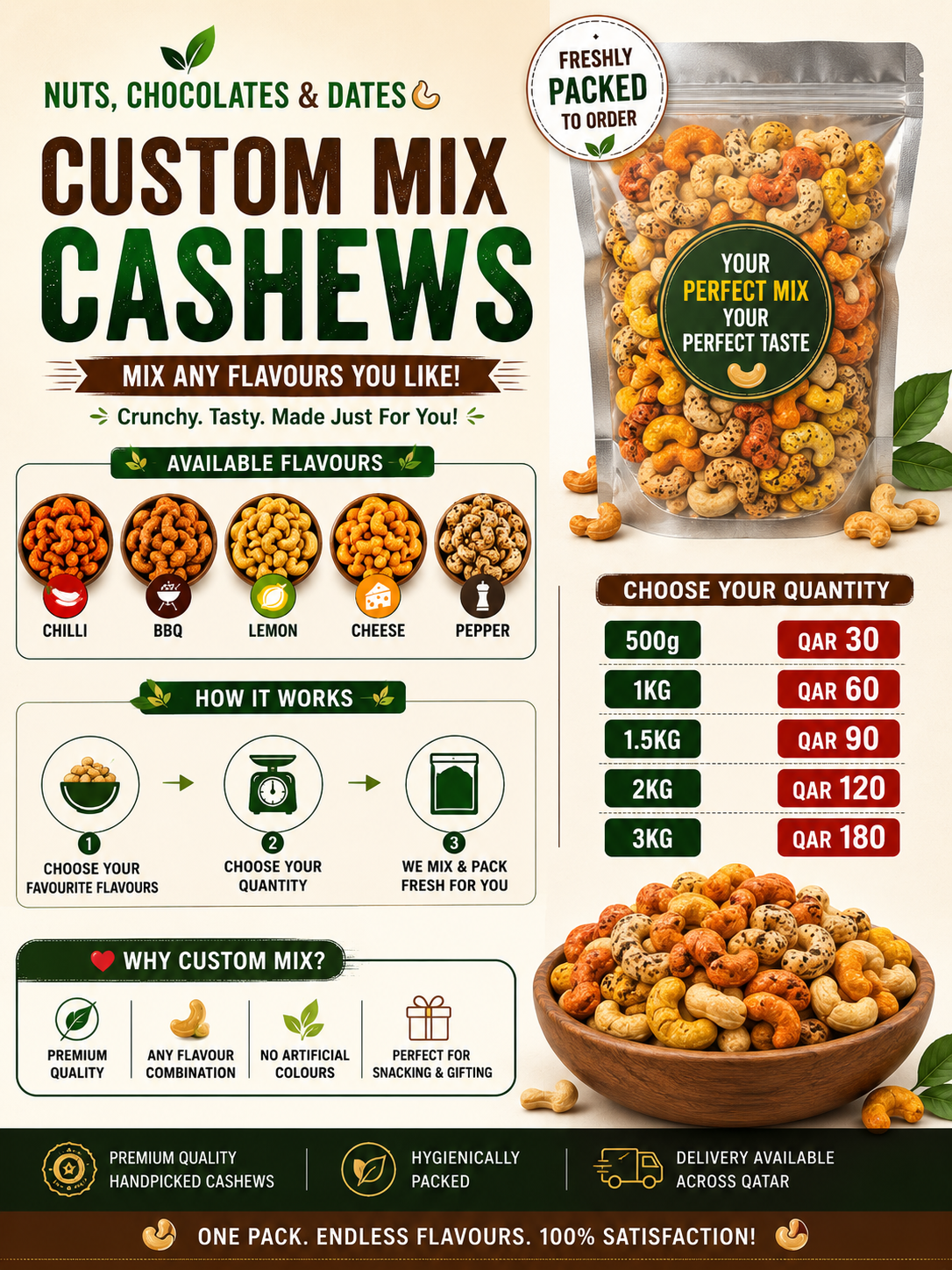 Mixed Cashews – 5 Flavours (500g)