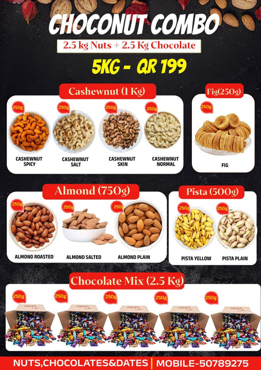 choconut combo(2.5 kg nuts+ 2.5 kg chocolate)